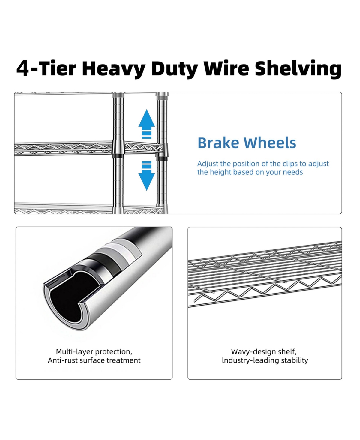 Rainsken 5-Tier Utility Shelving Unit, Steel Storage Organizer Wire Rack for Garage, Home