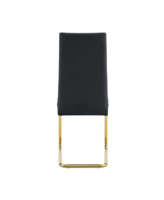 Streamdale 2-Pack Black PU Upholstered Dining Chairs with Gold Legs