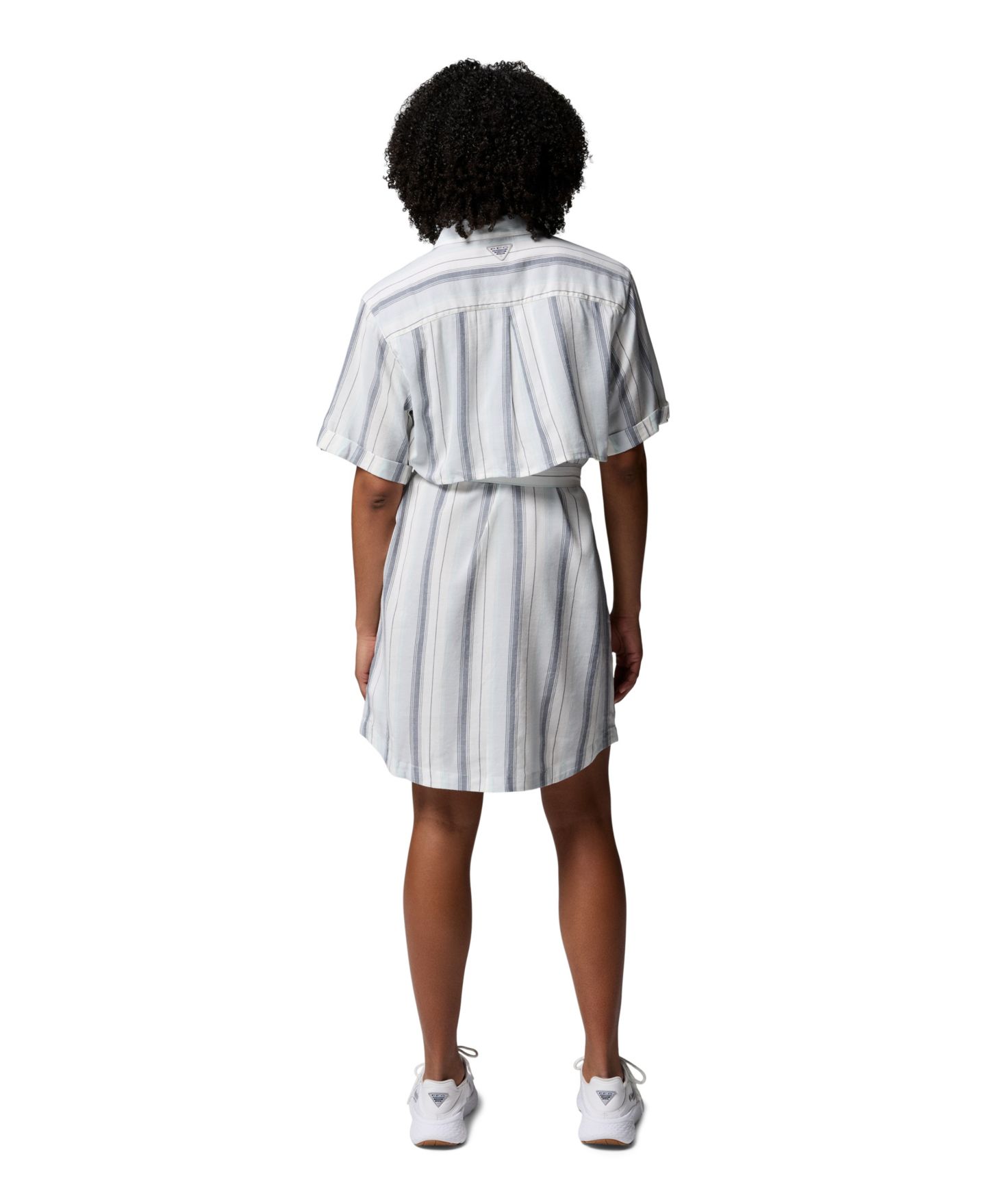 Женское платье Columbia Striped Short-Sleeve Shirt Dress, цвет: Серый / В полоску — фото 8