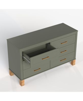 Streamdale 6-Drawer Dresser with Metal Handles & Solid Wood Legs