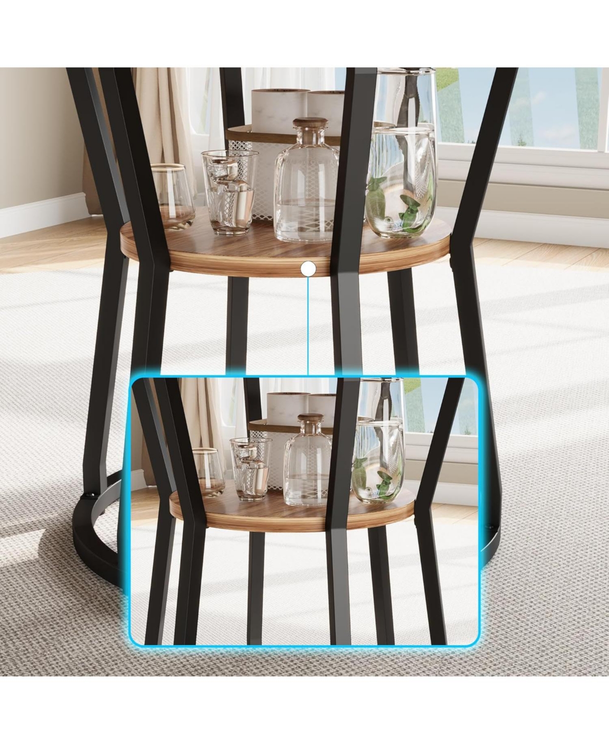 gaomon Round Dining Table for 4-6 Farmhouse Kitchen Table with Storage Circle Dinner Tables for Kitchen Dining Room Living Room