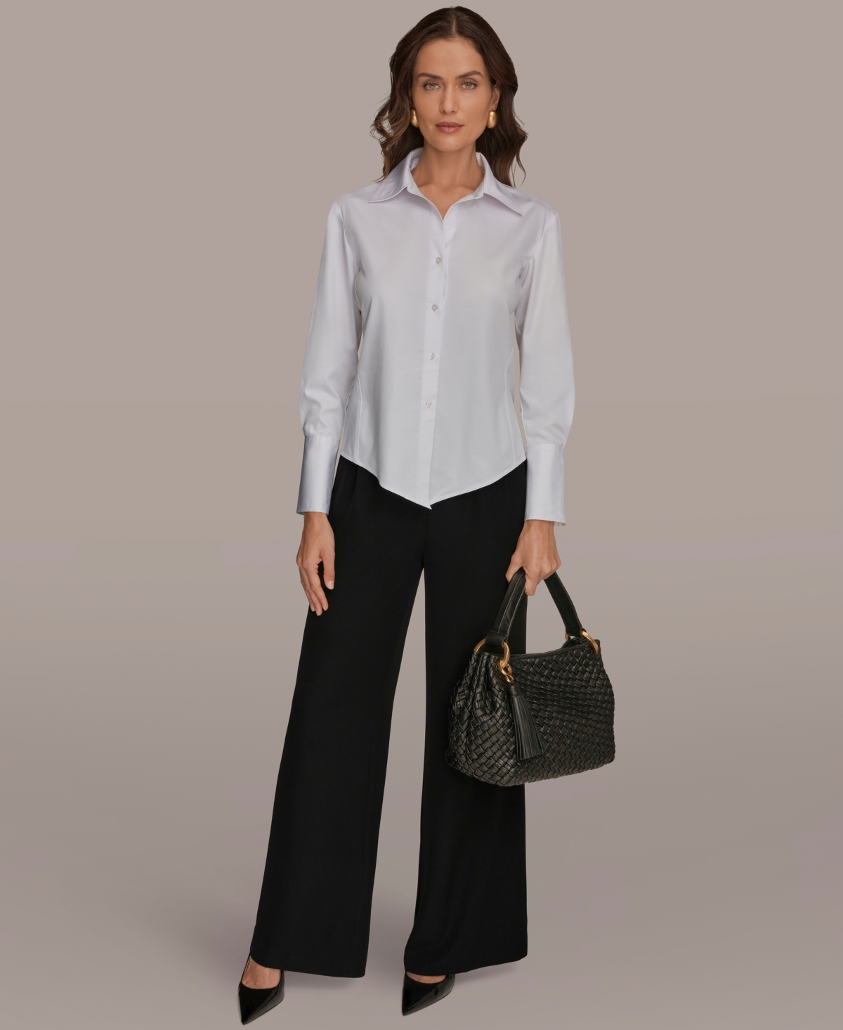 Donna Karan New York Women's Collared Poplin Shirt