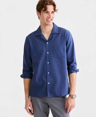 Men's Cotton Long-Sleeve Camp-Collar Shirt