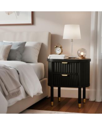 1-Pc Solid Wood Gold-Handle Nightstand Furniture