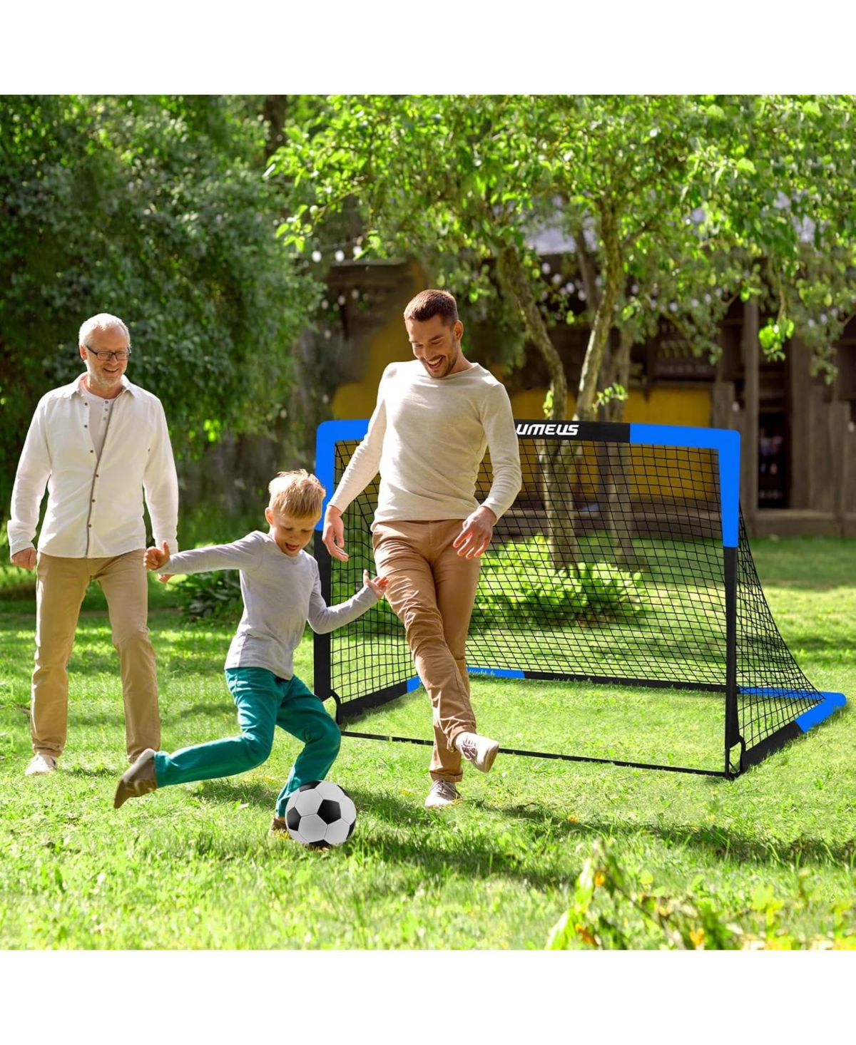 Set of 2 Kids 4x3ft Soccer Goals with Ball, Cones & Pop-Up Nets – Backyard Training Equipment for Ages 3-12, Outdoor Sports Gifts