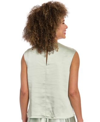 Women's Tucked Beaded Neckline Sleeveless Top