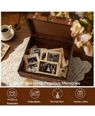 Wooden Keepsake Box with Vintage Design for Memories