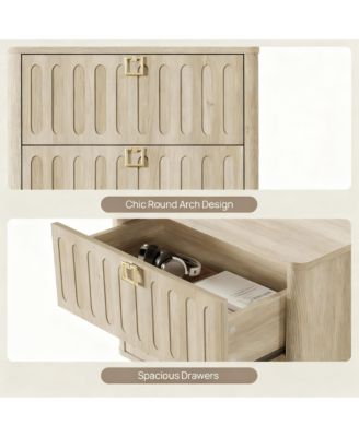 Modern Fluted Nightstand with 2 Drawers - Stylish Storage for Bedrooms
