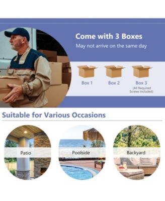 Set Of 4 Patio Rattan Furniture Set Glass Table Shelf Sofa Cushion