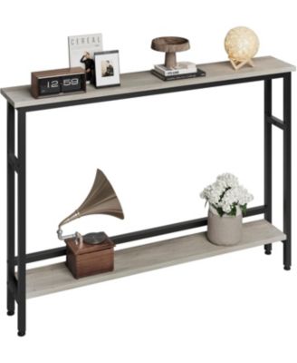  Sofa Table, 2 Tier Skinny Console Table with Adjustable Shelf, Slim Behind Couch Table for Living Room