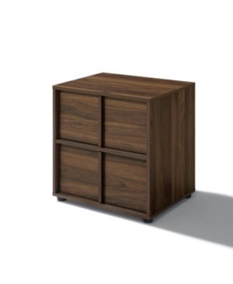 Walnut Nightstand And End Table with Two-Drawer Storage in Durable Manufactured Wood