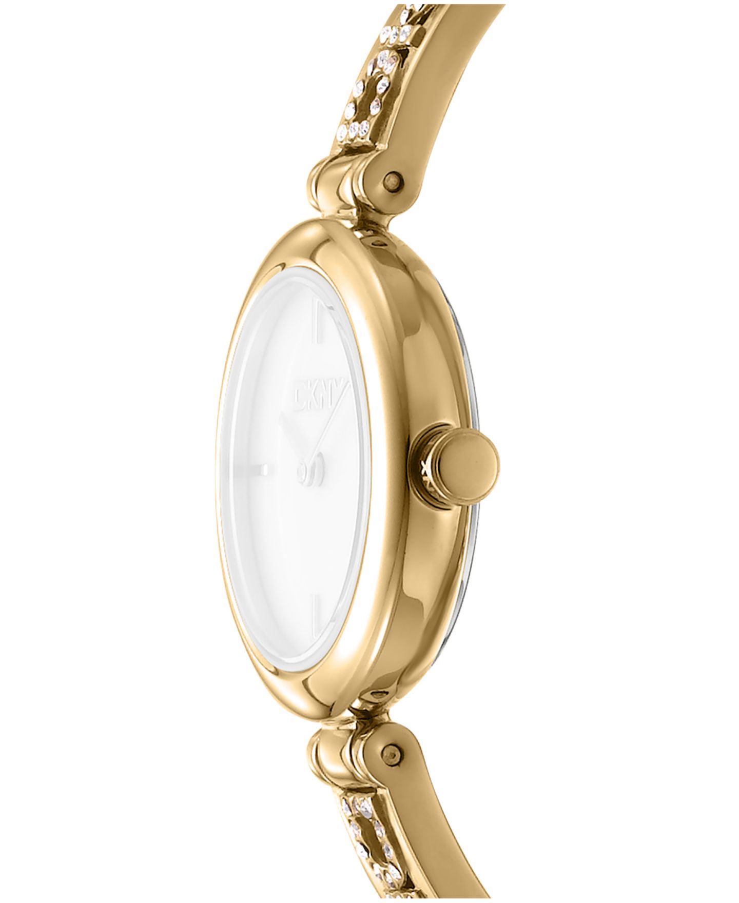 Женские часы DKNY White Dial Gold-Tone Stainless Steel Crystal Accented Jewelry Bracelet Watch, 26mm — фото 2