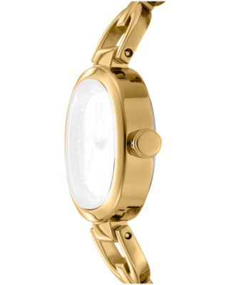 Women's Chamoagne Crystal Accented Dial Gold-Tone Stainless Steel Open Link Bracelet Watch, 24mm
