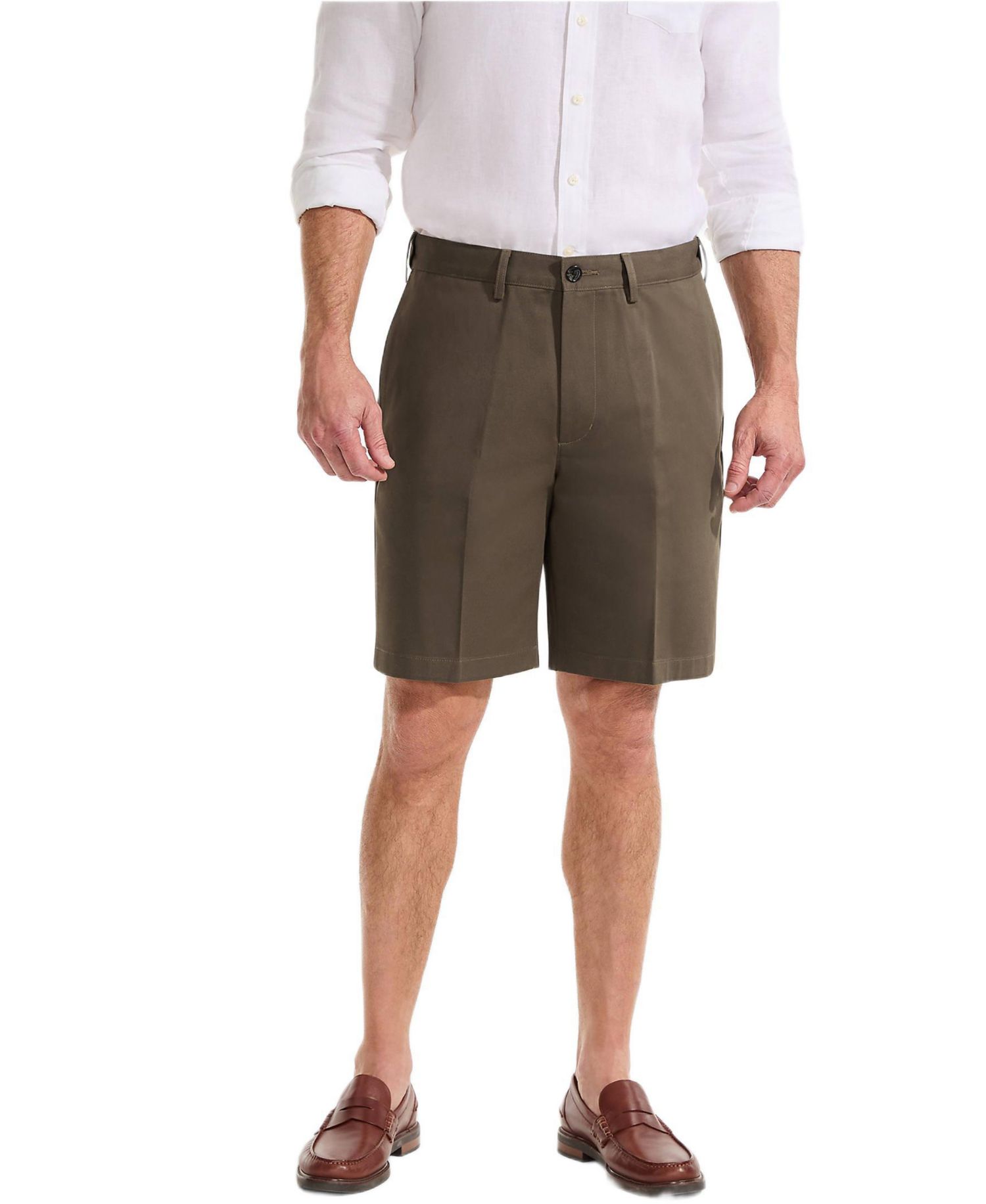 Men's No Iron 9" Comfort Waist Plain Front Chino Short
