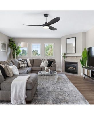 60-inch Modern Black  3-blade Ceiling Fan Light With Remote Control Supports Mobile Phone Connection And Voice Function