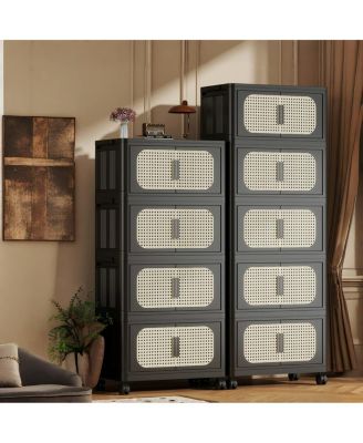 American Retro Folding Storage Cabinet with Wheels