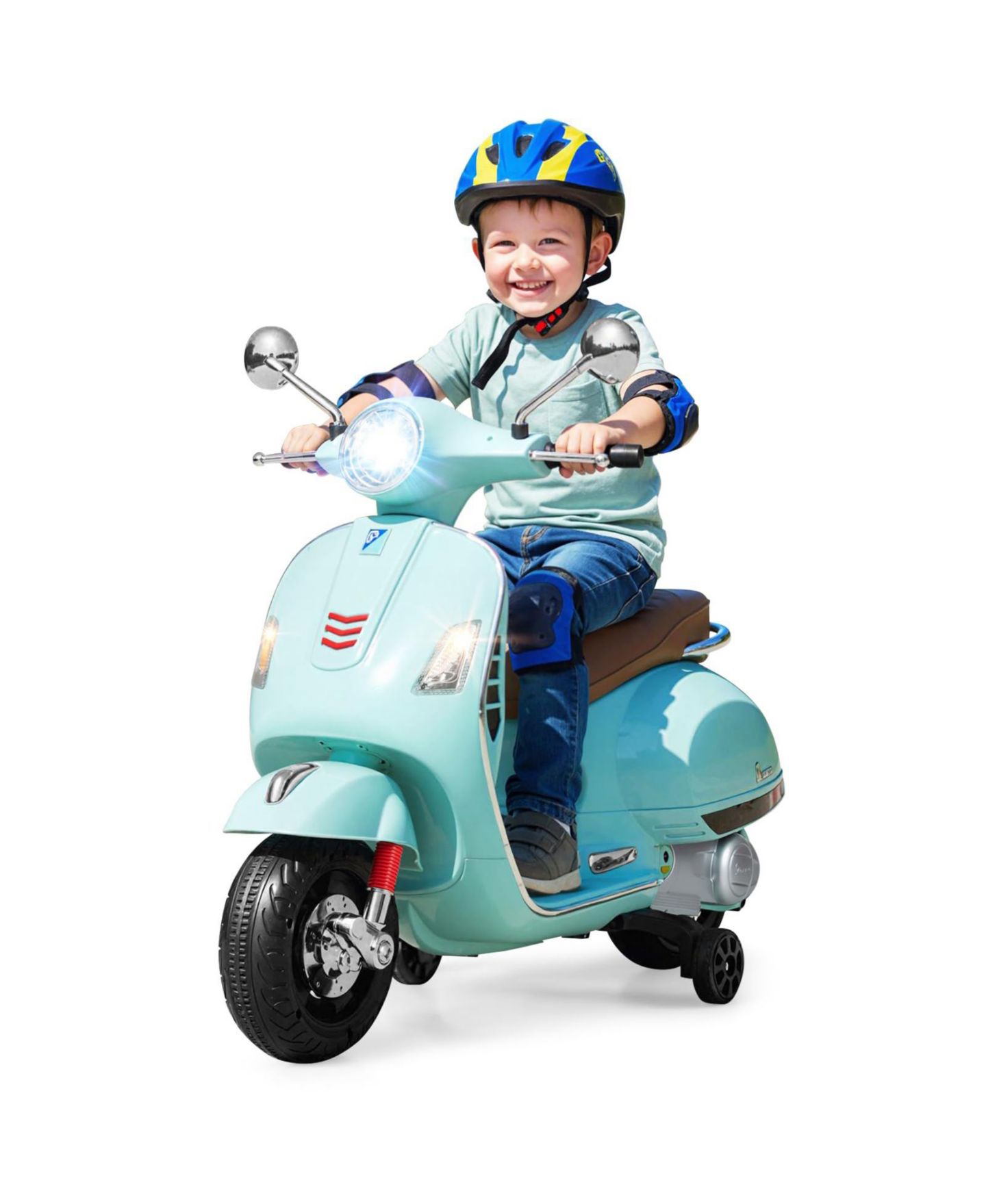 Детская игрушка Mecale 12V Kids Electric Motorcycle Licensed Vespa with Music and Training, цвет: Зелёный — фото 1