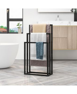 3 Tier Metal Towel Rack, Freestanding Towel Holder, Modern Standing Towels Drying Rack for Bedroom
