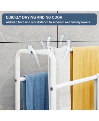 3 Tier Metal Towel Rack, Freestanding Towel Holder with Mesh Shelf, Display Rack for Bedroom, Bathroom