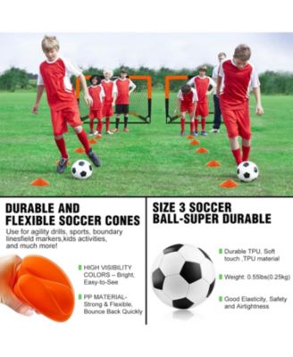 Set of 2 Kids 4x3ft Soccer Goals with Ball, Cones & Pop-Up Nets – Backyard Training Equipment for Ages 3-12, Outdoor Sports Gifts