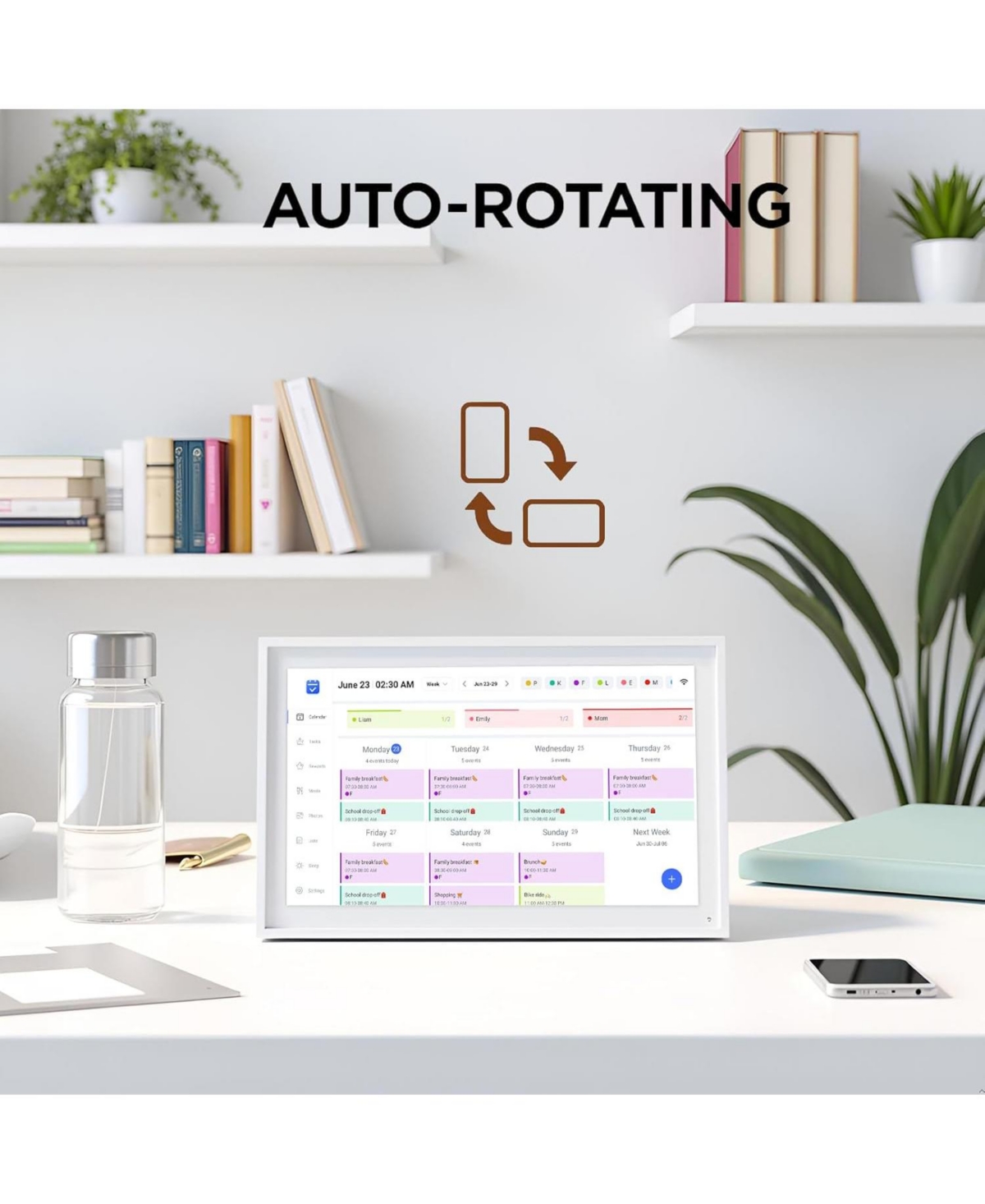 Mezed 10.1 Inch Digital Calendar and Photo Frame Smart Touch Screen Family Organizer with Meal Planner Duty Chart To Do List and Weather Updates
