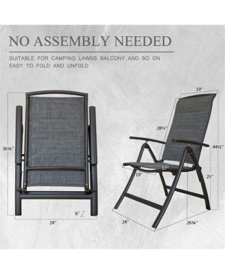 Folding Patio Chairs Set of 2, Aluminium Frame Reclining Sling Lawn Chairs Double-Layered Textilene Chairs