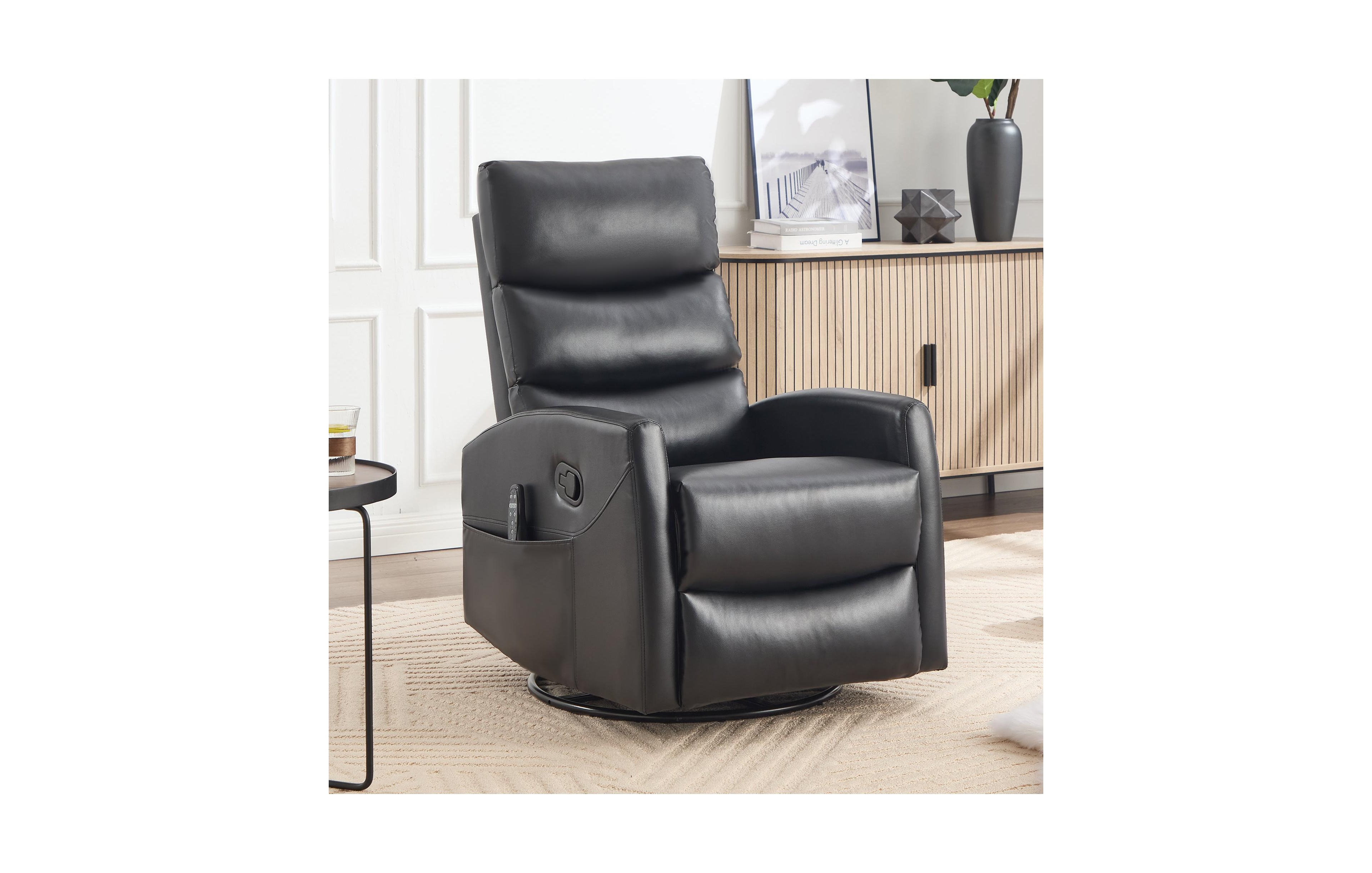 Boyel Living Manual Recliner Chair with Heat & Massage for Room, Faux Leather - Rocker Swivel Chair.