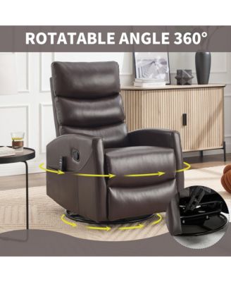 Manual Recliner Chair with Heat & Massage for Living Room, Faux Leather - Rocker Swivel Chair.