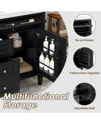 36" Modern Bathroom Vanity with Sink, Solid Wood Cabinet, Soft Close Drawers & Tip-Out Storage