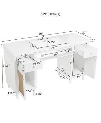 60" Wheelchair Accessible Bathroom Vanity with SMC Sink, Modern Storage Cabinet with Soft Close Drawers & Pine Legs