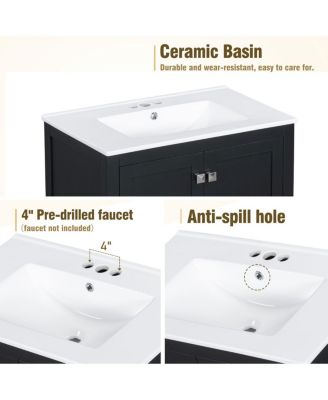 30" Bathroom Vanity with Sink, Solid Wood Cabinet & Soft Close Doors, Drawer Storage for Modern Bathrooms