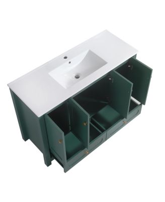 48" Bathroom Vanity with Integrated Ceramic Sink, MDF Cabinet & Soft-Close Doors, Transitional Modern Storage for Elegant Decor