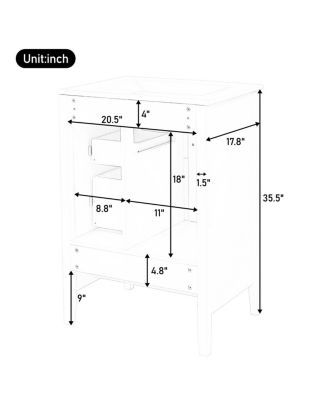 24" Bathroom Vanity with Ceramic Sink, Freestanding Retro MDF Cabinet, Soft-Close Drawers, Ample Storage for Small Spaces