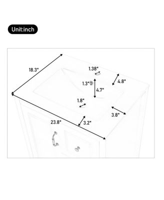 24" Light Green Bathroom Vanity with Ceramic Sink, Freestanding Retro MDF Cabinet, Soft-Close Drawers, Ample Storage for Small Spaces