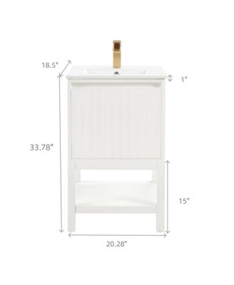 20" Solid Wood Bathroom Vanity with Sink & Door-Mounted Shelf, Modern Compact Pre-Assembled for Small Spaces-Sillysis