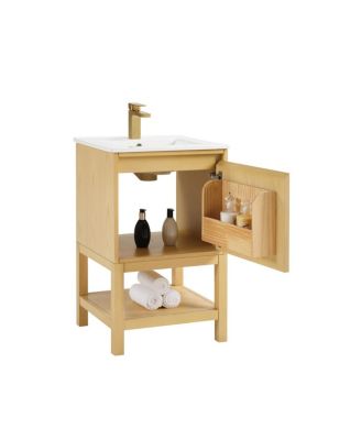 20" Solid Wood Bathroom Vanity with Sink & Door-Mounted Shelf, Modern Compact Pre-Assembled for Small Spaces-Sillysis