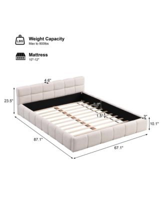 Chenille Upholstered Bed with Checkerboard Design