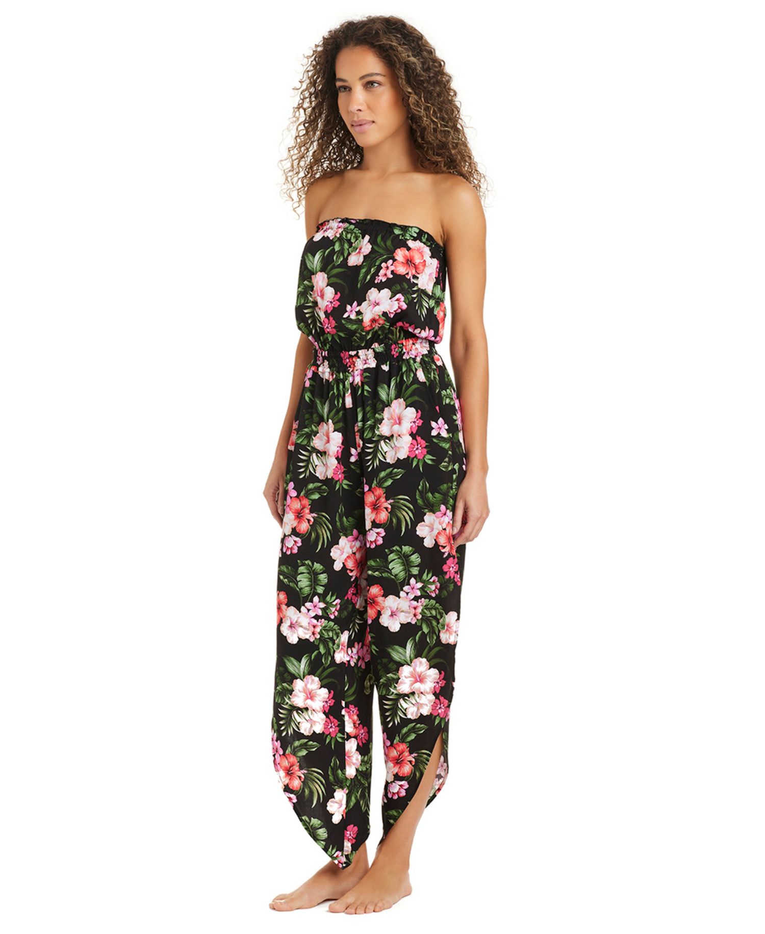 Women's Tropical Heat Printed Tube Jumpsuit