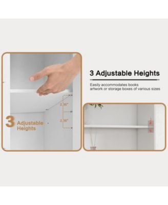 6-Tier Bookshelf with Door and 3 Drawers, 71" Tall Bookcase with 3-Tier Open Shelves