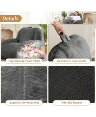 Giant Bean Bag Chair, Faux Fur Stuffed Bean Bag Couch with Filler, Bean Bag Chair for Adults, Big Lazy Sofa Floor Sofa with Handle