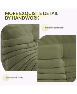 Bean Bag Couch, Oversized Fireside Chair Bean Bag Sofa with Ottoman, Togo Loveseat Sofa with High Density Comfortable Foam for Living Room