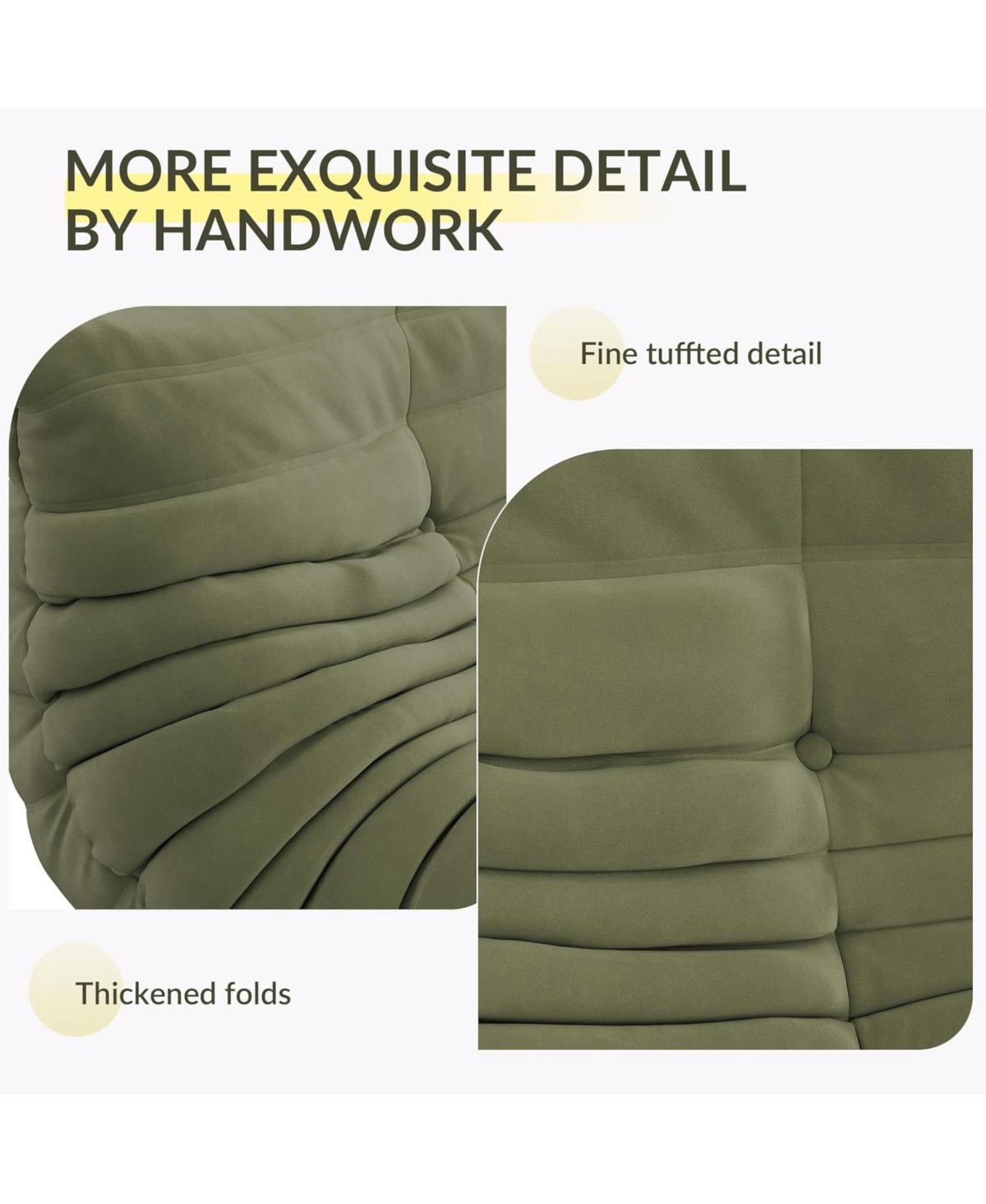 gaomon Bean Bag Couch, Oversized Fireside Chair Bean Bag Sofa with Ottoman, Togo Loveseat Sofa with High Density Comfortable Foam for Living Room