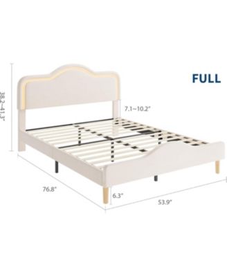 Full Size Upholstered LED Bed Frame with Adjustable Headboard and Footboard