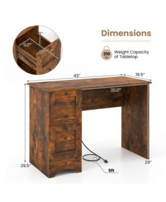Wood Computer Desk Workstation with 2 Drawers for Home Office