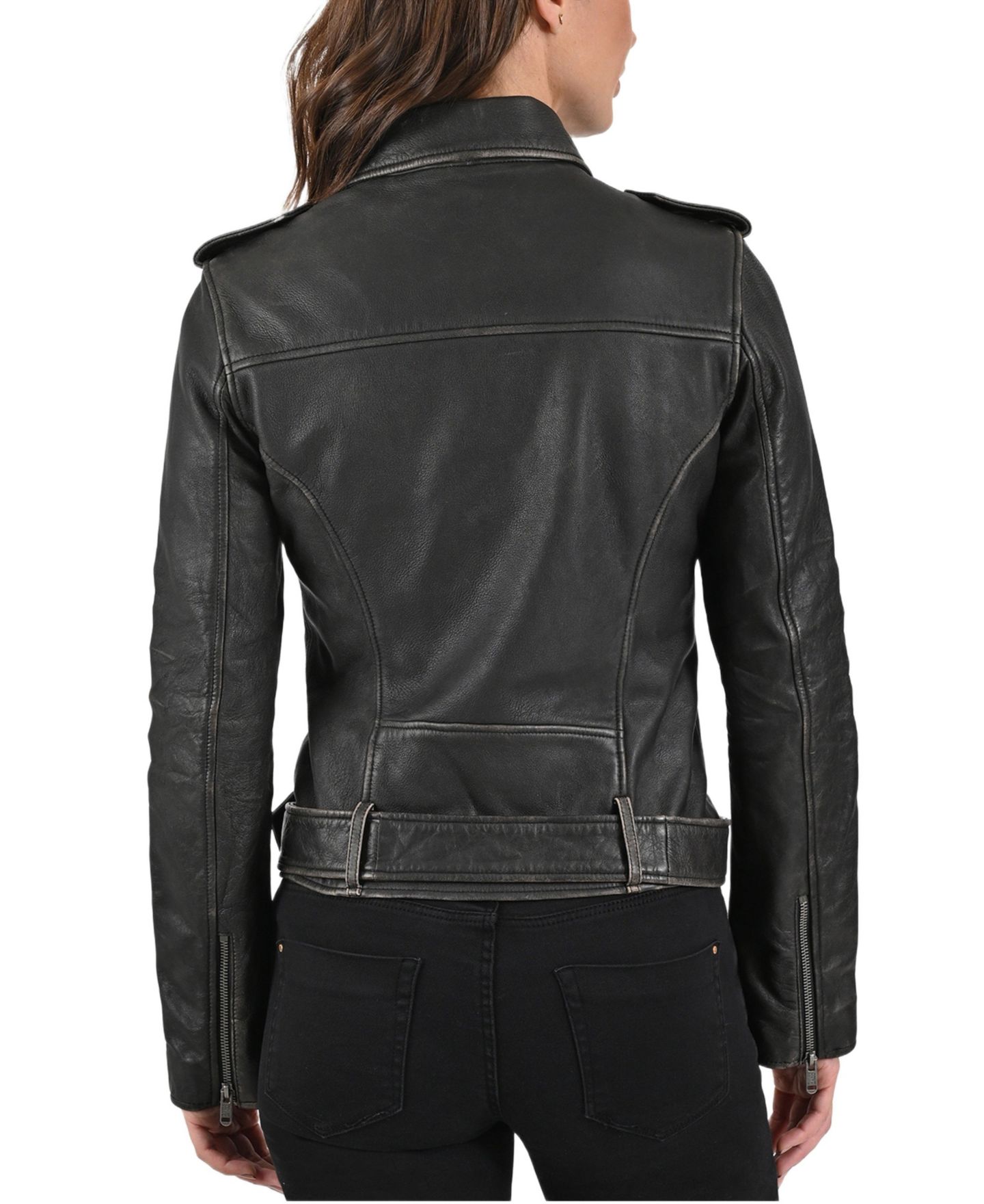 Женская куртка Frye Women s Sheep Crack Leather, цвет: Чёрный — фото 3