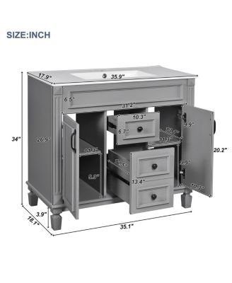 Bathroom Vanity with Sink, Solid Wood Cabinet, Soft Close Doors and