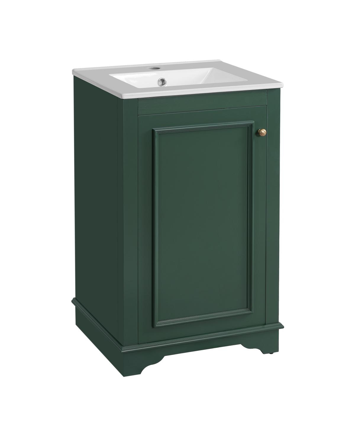 Sillysis 20" Bathroom Vanity with Ceramic Sink, Modern Solid Wood & Mdf Cabinet, Soft-Close Door for Small Spaces