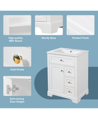 24" Bathroom Vanity with Sink,  Compact Modern Design for Small Bathrooms