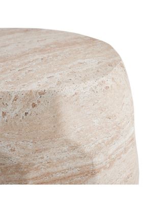  Outdoor/Indoor Lightweight Concrete Side Table,Travertine Finish