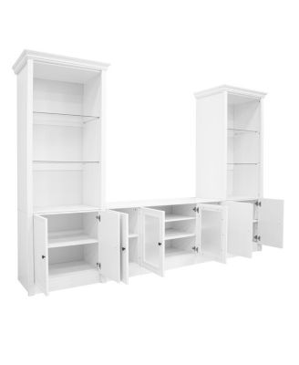 W Entertainment Center with Bookshelves & Glass Cabinets